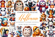 Watercolor Halloween Animals PNG, an Illustration by SinaCreation (Thumbnail 1 of 7)