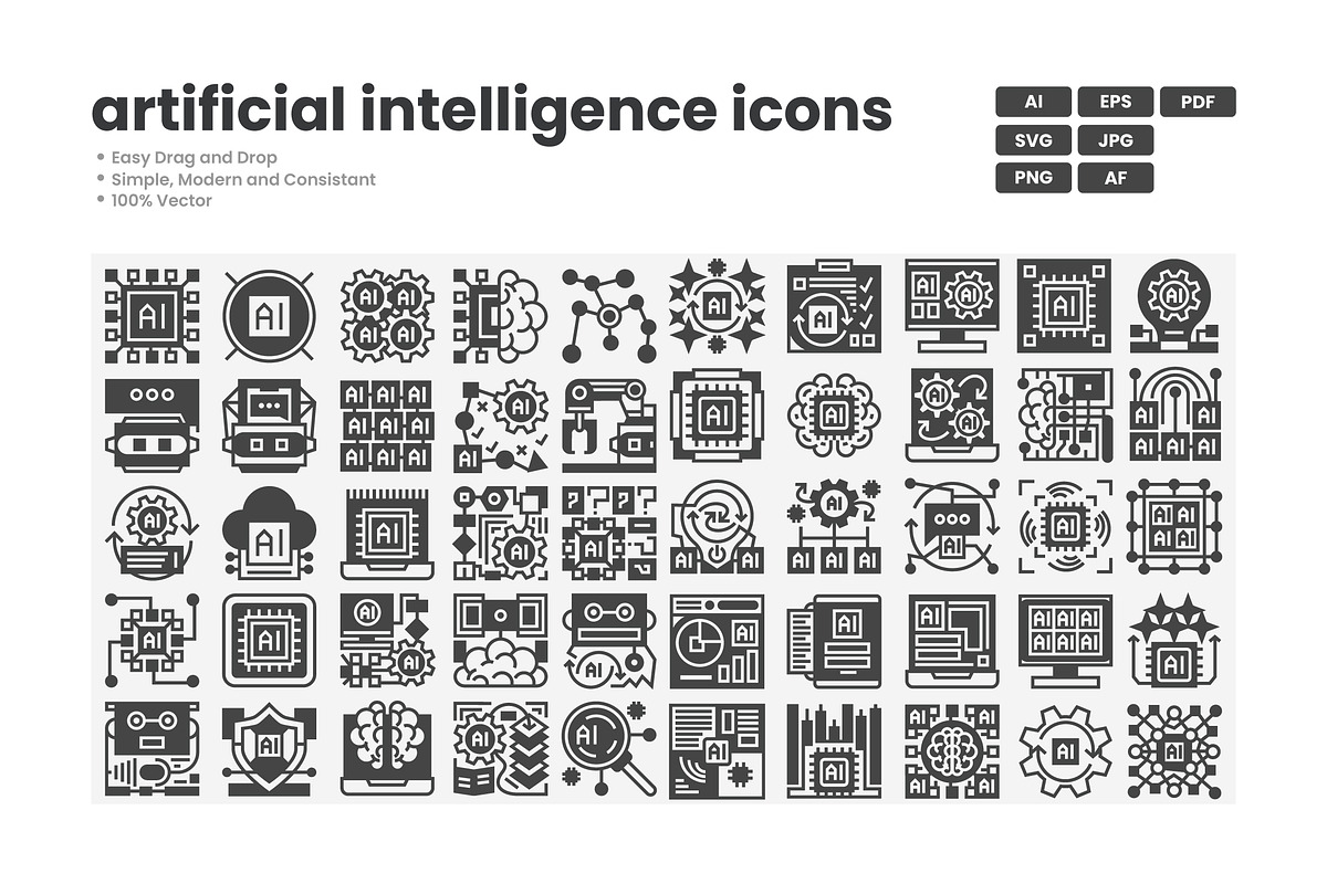 Ai Automation Icon Pack, a Solid Icon by erifqizeicon (Photo 1 of 3)