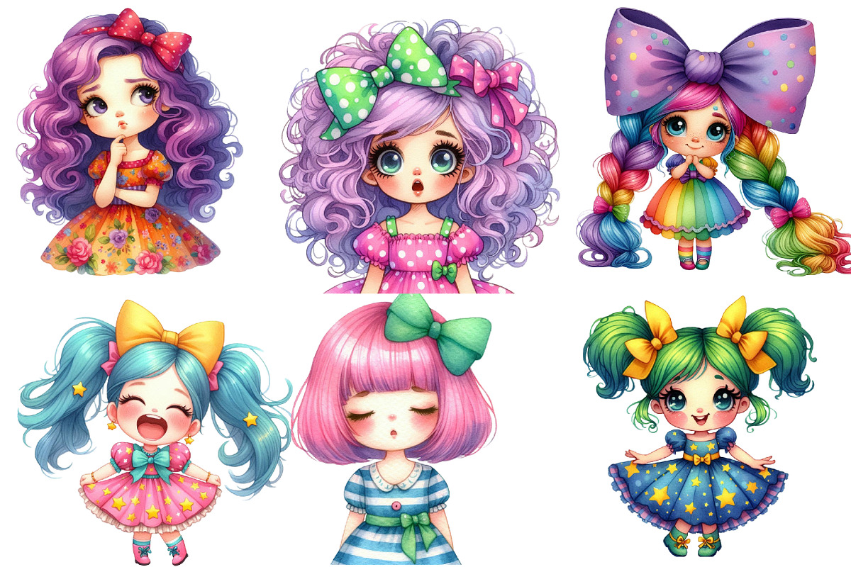 Watercolor Girls Sublimation Clipart, an Illustration by Designworld (Photo 3 of 5)