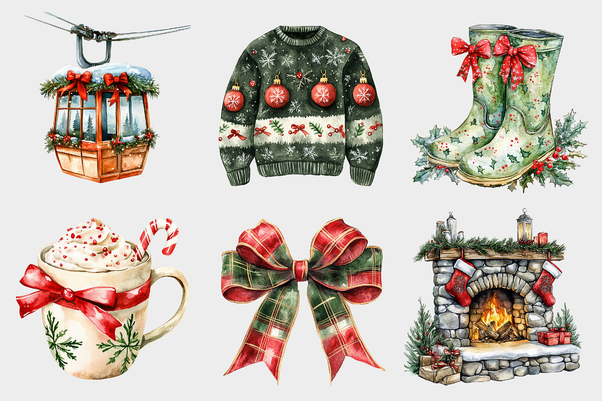 Whimsy Christmas Ski Lodge Clipart, a Seasonal Illustration by Design Market (Photo 5 of 5)