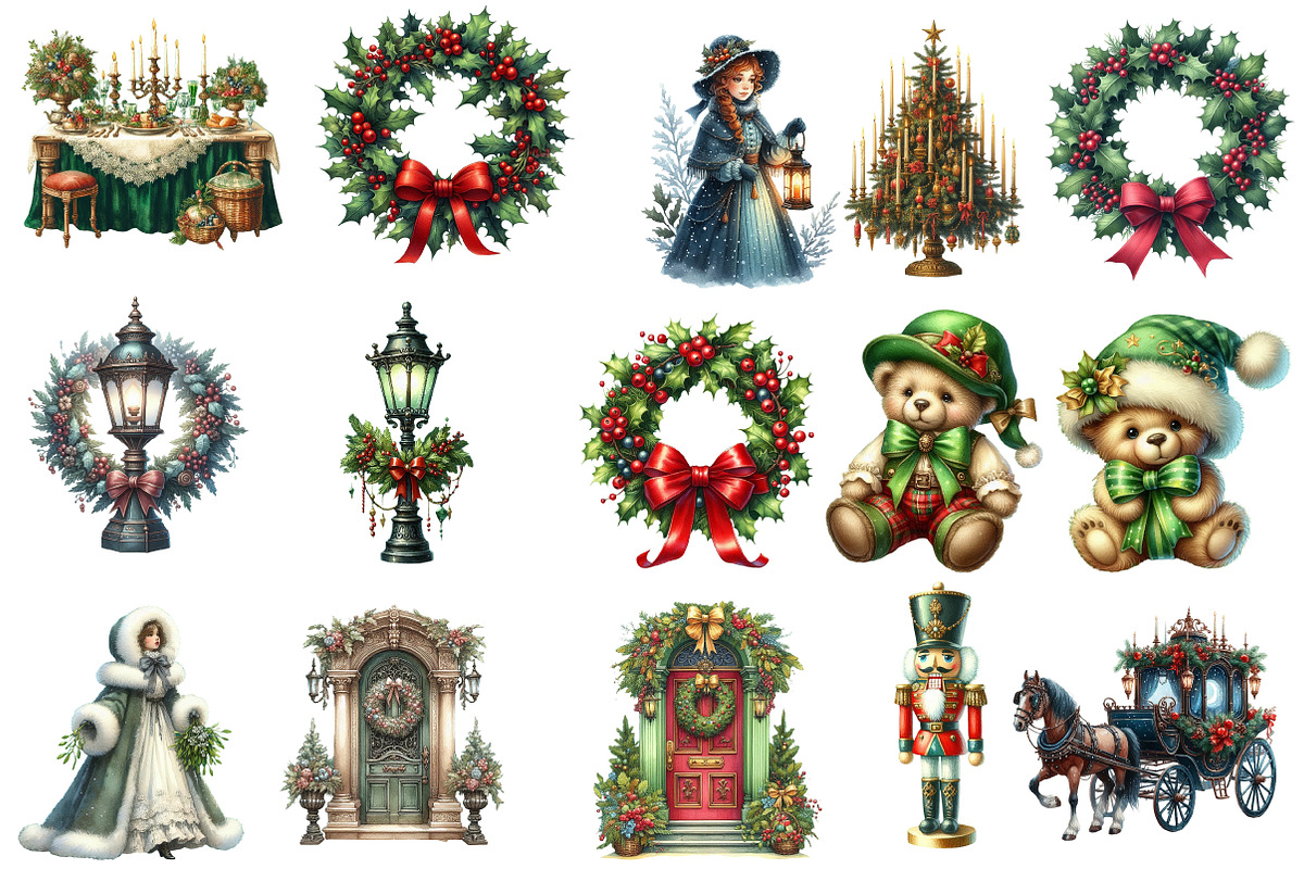 Victorian Christmas Clipart, an Illustration by Designworld (Photo 2 of 5)