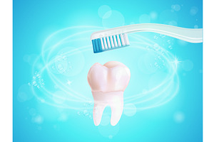 Teeth brush banner. 3d realistic, a Healthcare Illustration by Stock-Smart-Start