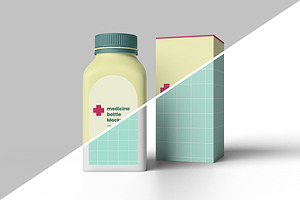 Standing Box & Bottle Mockup