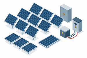 solar panel energy system vector, an Illustration by AlexArt