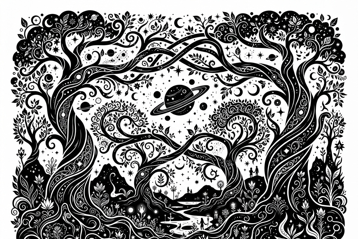 50 Mystical Galaxy Forest Silhouette, a Technology Illustration by Amazin_art (Photo 38 of 41)