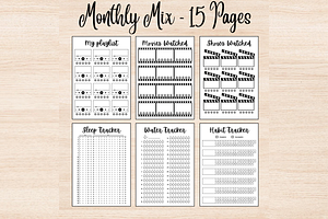 Monthly Mix Bullet Journal Trackers
