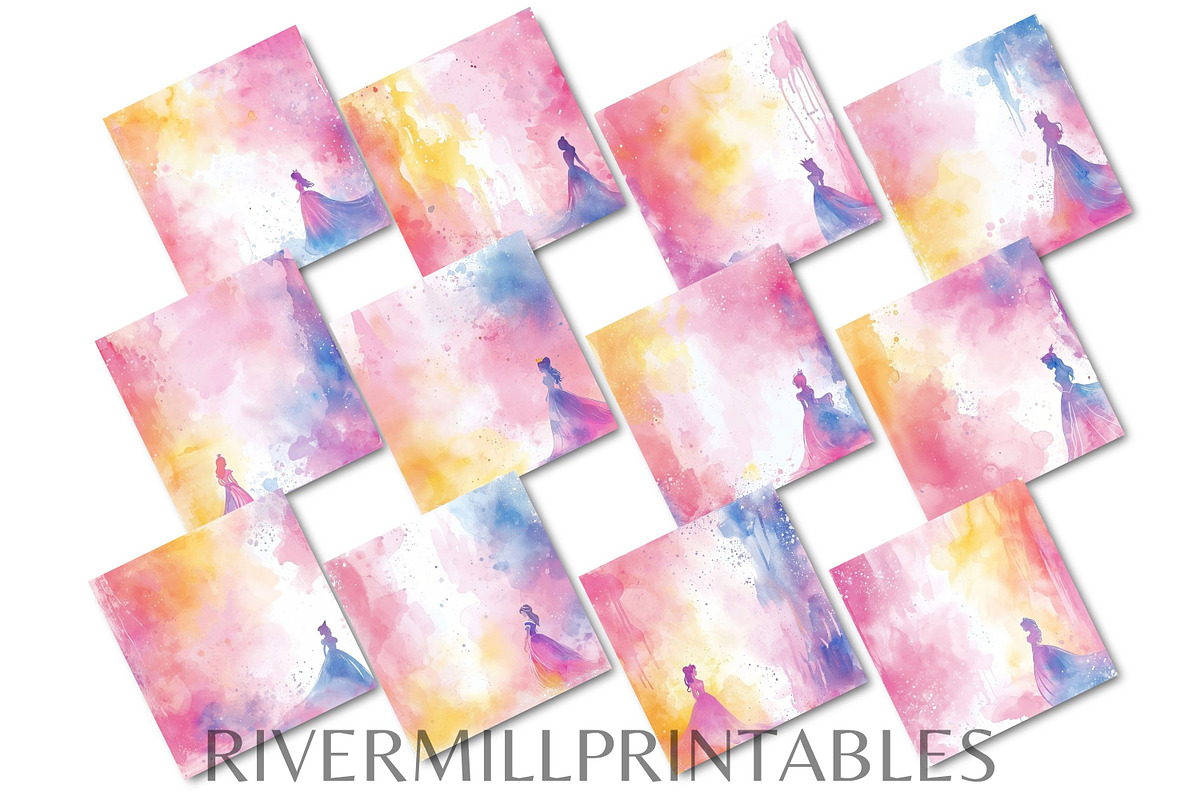 Princess Silhouette Digital Papers, a Decorative Illustration by Rivermill Printables (Photo 2 of 2)