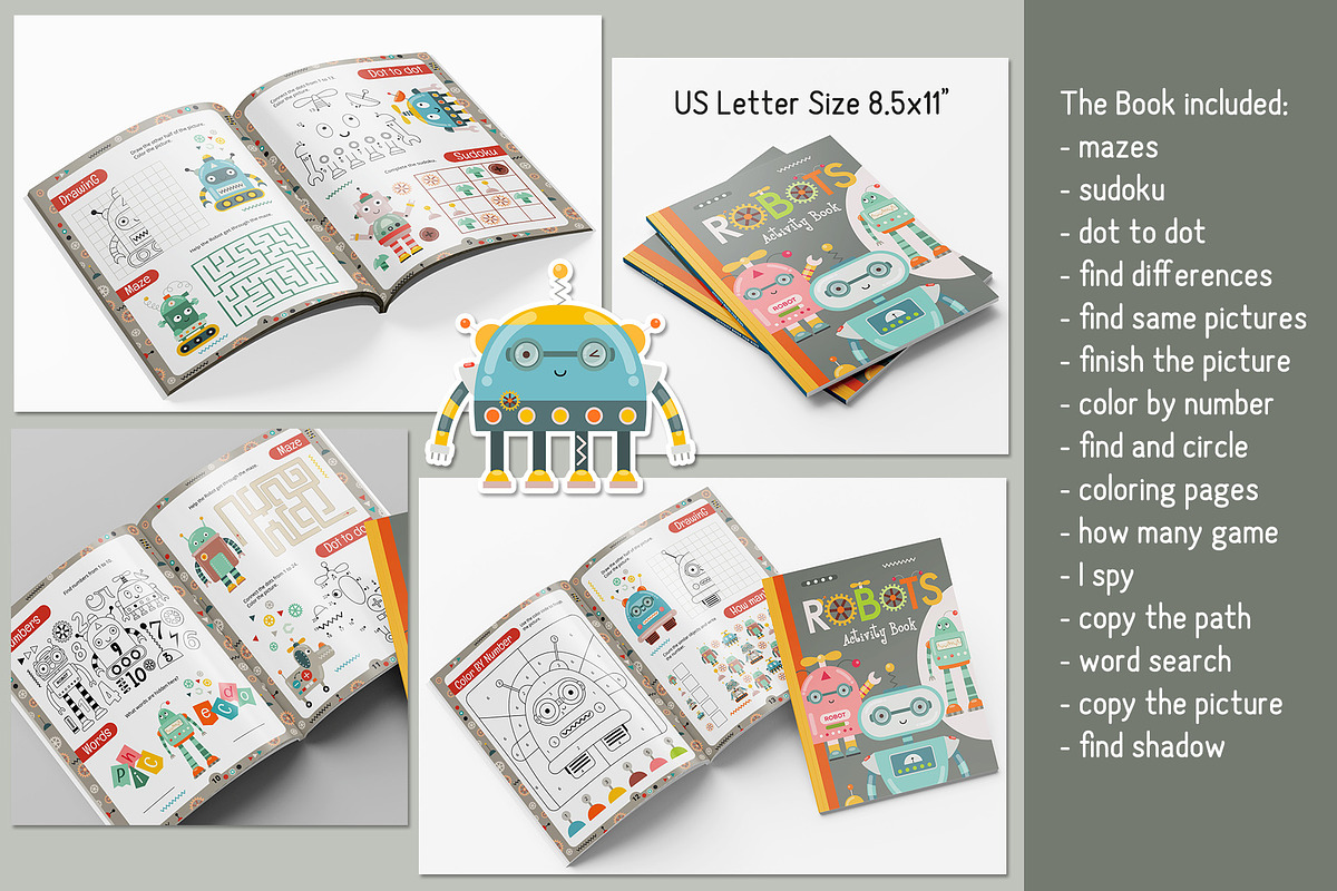 Activities for kids Robots pages, an Education Illustration by Nursery Art (Photo 4 of 8)