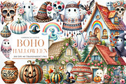 Boho Halloween Clipart Bundle, an Illustration by Designworld (Thumbnail 1 of 5)