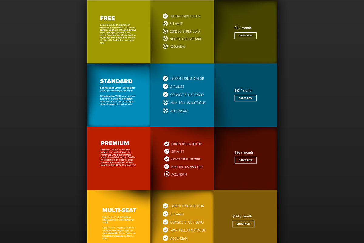 Products versions feature and prices, a Presentation Template by Orson