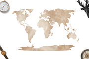 Watercolor world map PNG, a Decorative Illustration by SleptArt (Thumbnail 3 of 4)