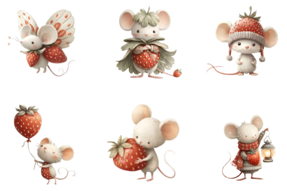 Strawberry Mouse PNG Clipart, a Seasonal Illustration by Designking (Photo 5 of 5)