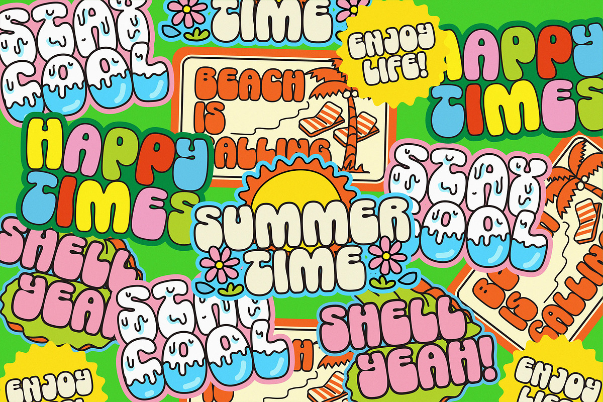 Sunkits Modern Groovy Typeface, a Sans Serif Font by Aiyari (Photo 11 of 11)