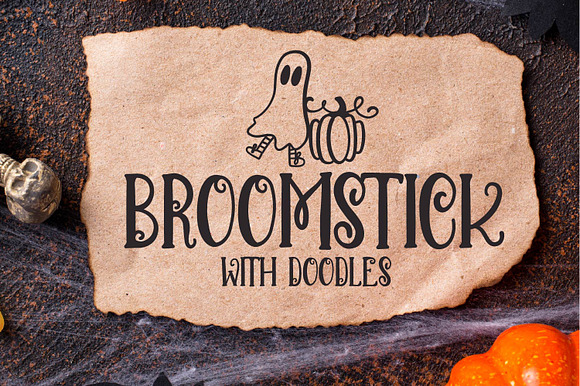 Broomstick Halloween Font Doodles