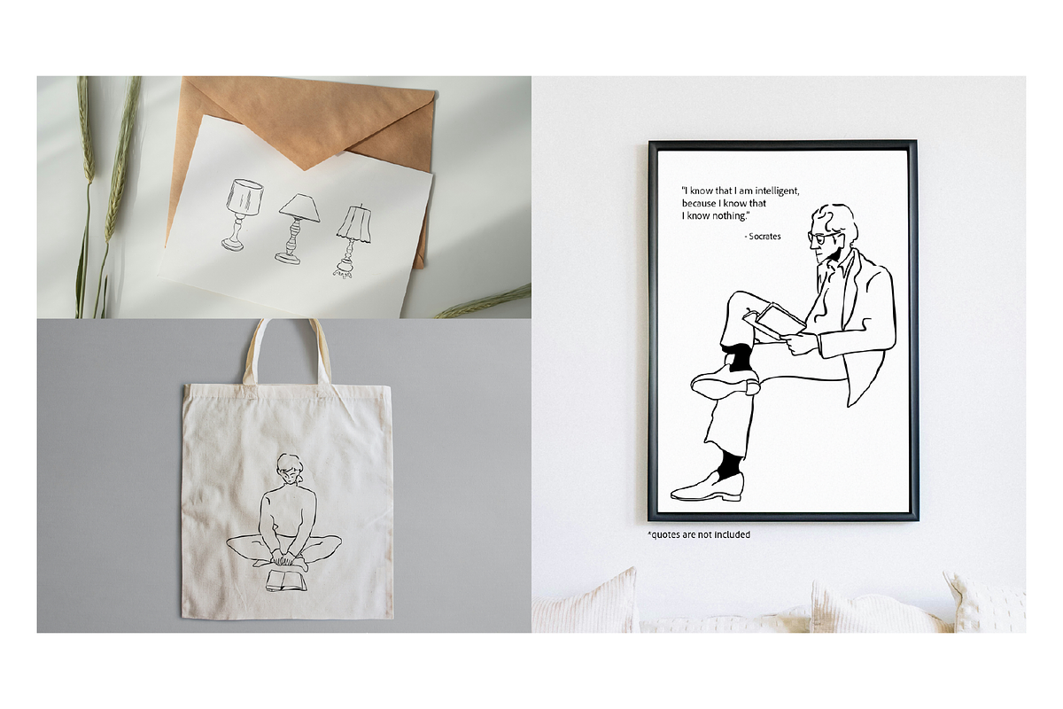 Book Lovers | Vector Line Drawings, a Person Illustration by teenyweenyday (Photo 3 of 4)