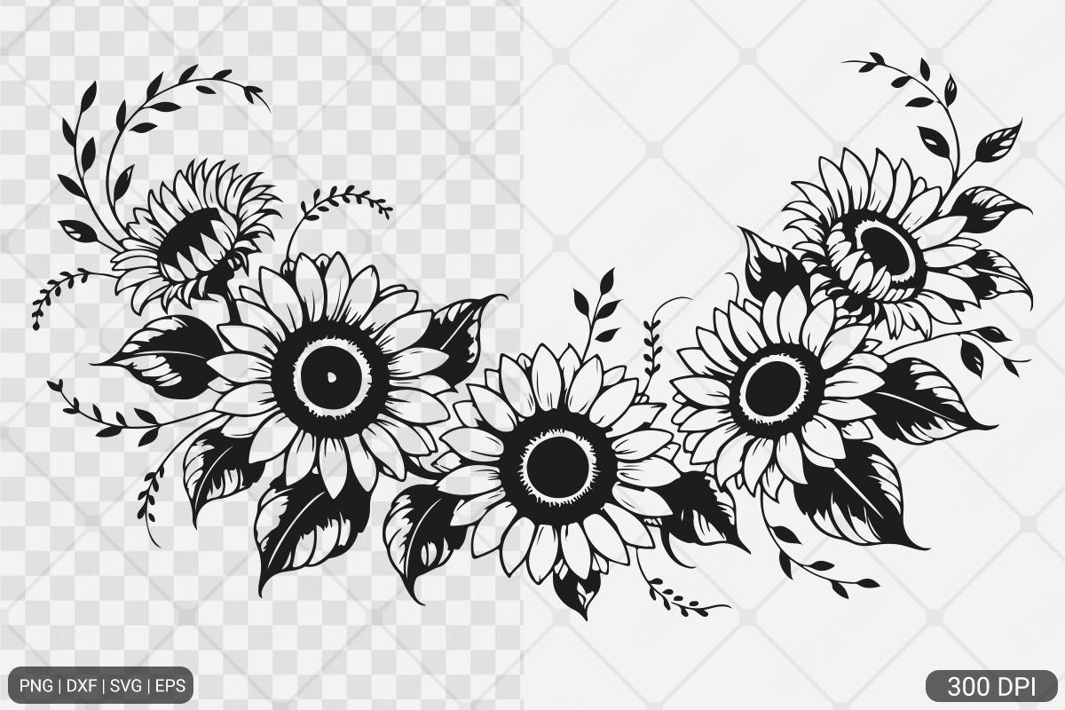Sunflower Frame SVG PNG Bundle, an Illustration by Actual Pixel (Photo 20 of 23)