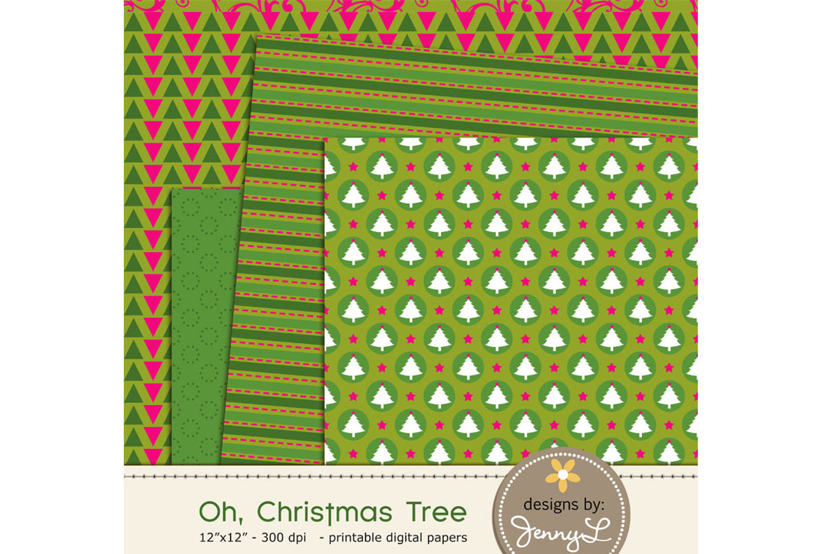 Christmas Trees Digital Papers, a Pattern Graphic by JennyL Designs (Photo 4 of 5)