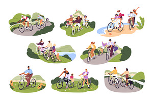 People travel by bike set, a Person Illustration by PaperTrident