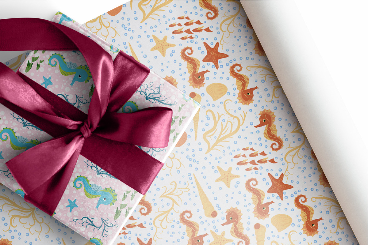 Seahorse Seamless Patterns, a Pattern Graphic by Michiru13 (Photo 9 of 23)