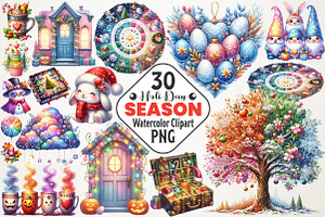 All-in-One Seasonal Holiday Clipart, an Illustration by RobertsArt