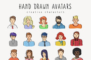 Hand drawn vector avatars set, a Person Illustration by Julia Tim (Thumbnail 2 of 3)
