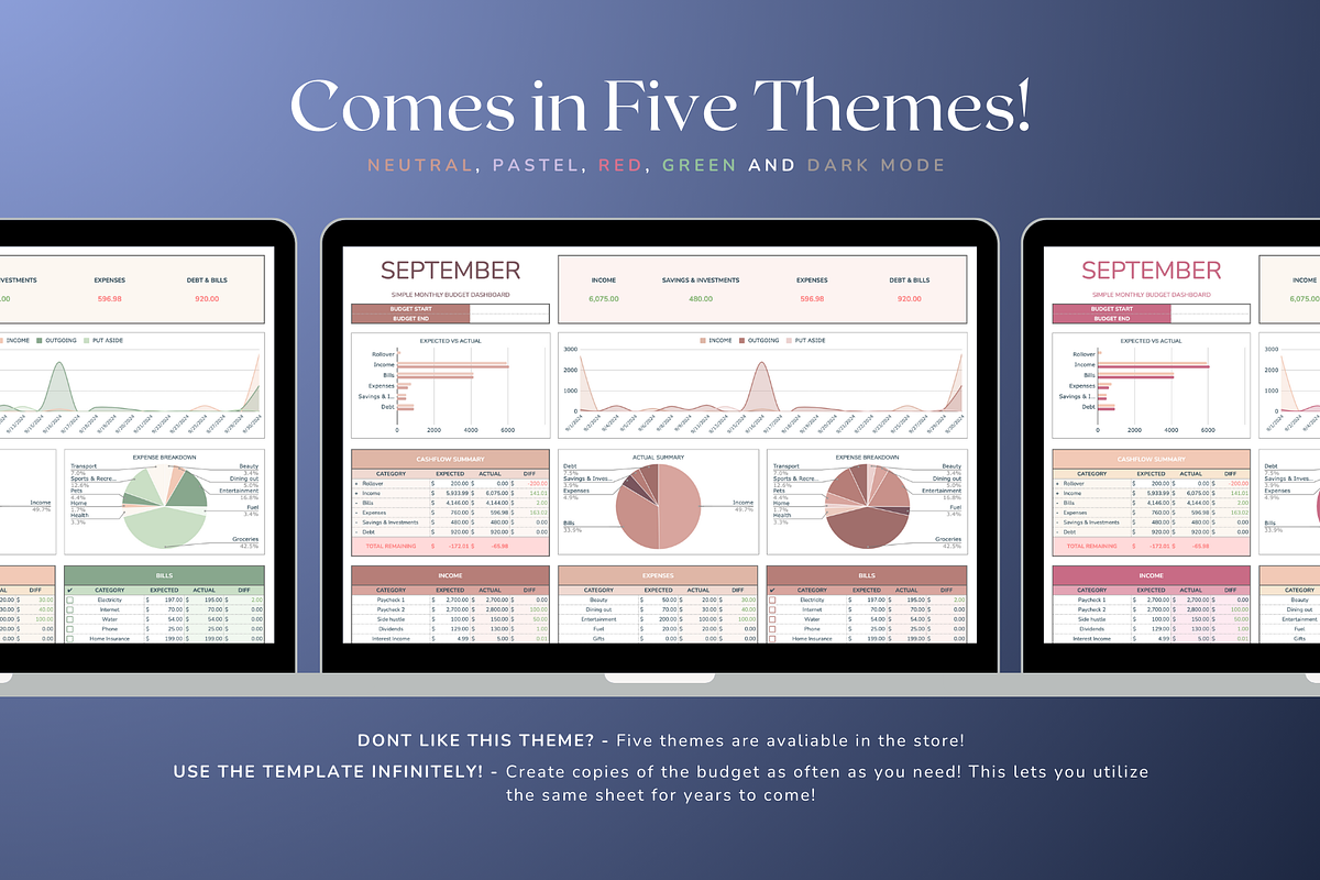 Simple Monthly Budget - Darkmode, a Templates & Theme by The Creative Plans co (Photo 2 of 10)