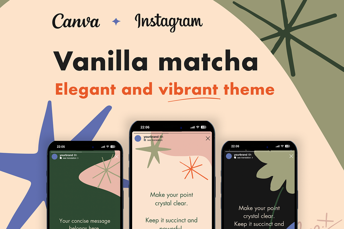 Vanilla Matcha Theme  IG and Canva, a Social Media Template by Cadu's lil Digital Bodega (Photo 1 of 4)