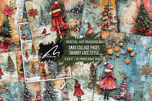 Shabby Lace Xmas Scrapbook Pages