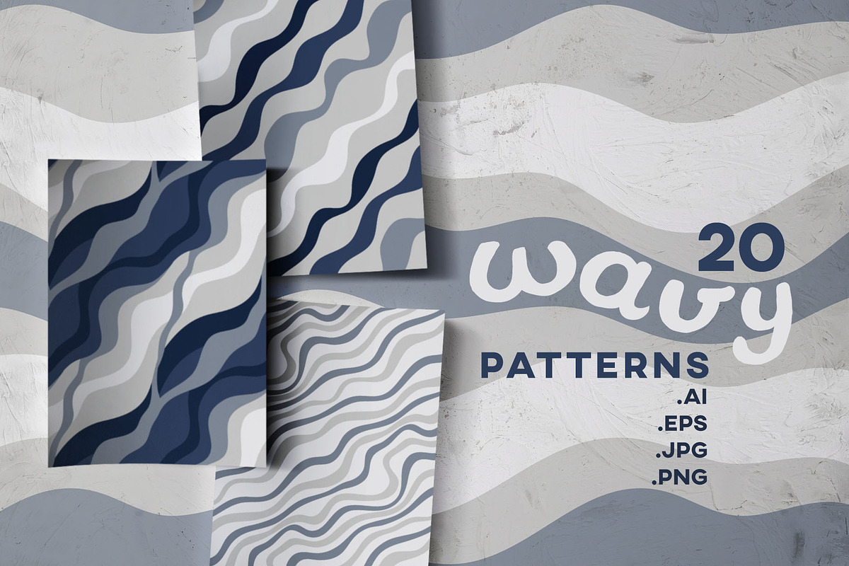 Wavy seamless patterns, a Pattern Graphic by pineart (Photo 1 of 6)
