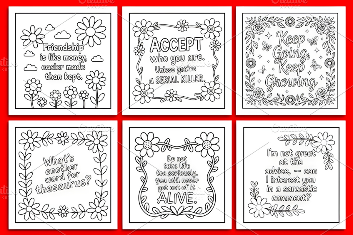 Funny Quotes Coloring Book, a Decorative Illustration by Design Station (Photo 2 of 3)