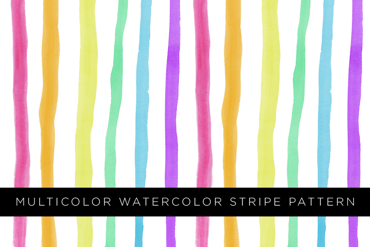 Multicolor Watercolor Stripe Pattern, a Pattern Graphic by Katie Sinclair