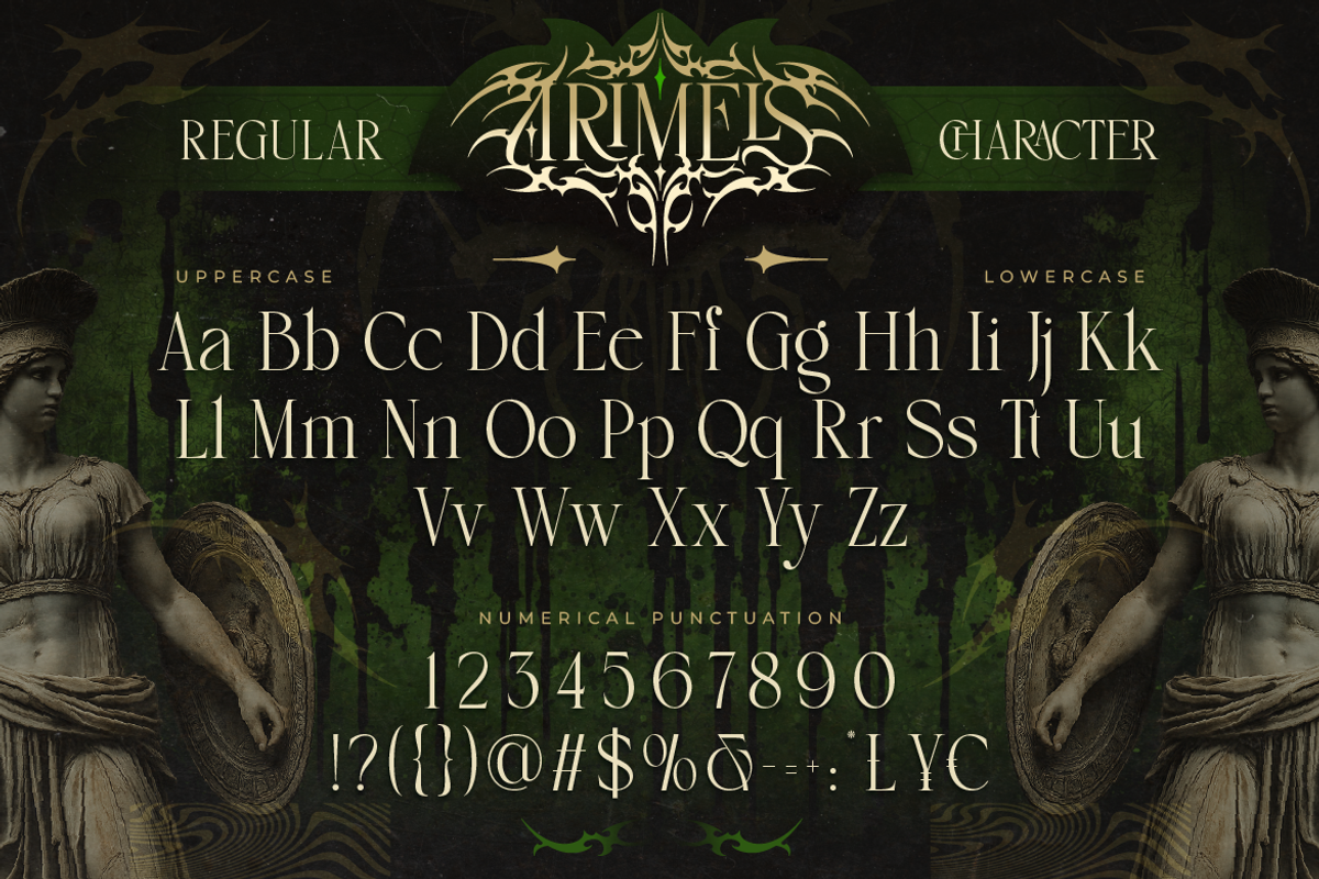 Arimels - Tribal Display Font, a Serif Font by Artisan Themes (Photo 2 of 12)