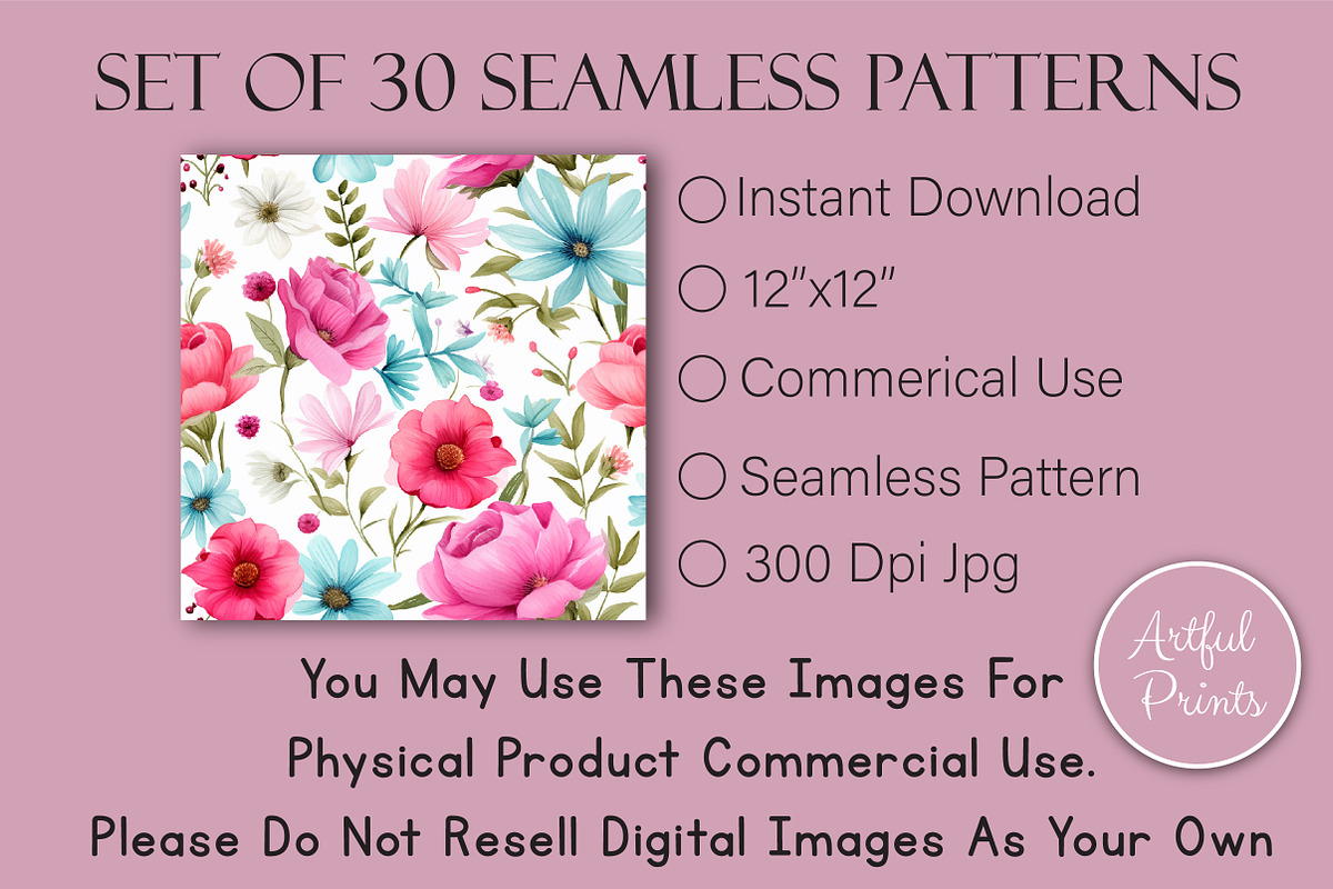 Summer Flowers Seamless Pattern, a Pattern Graphic by Artful Prints (Photo 2 of 7)