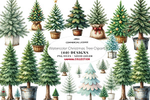 Watercolor Christmas Tree Clipart