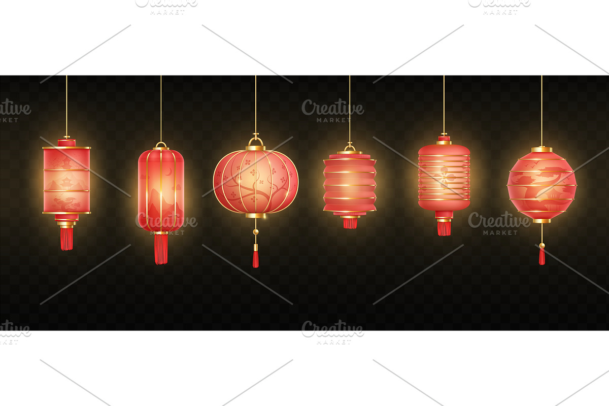 Realistic chinese lanterns. Isolated, an Object Illustration by Stock-Smart-Start