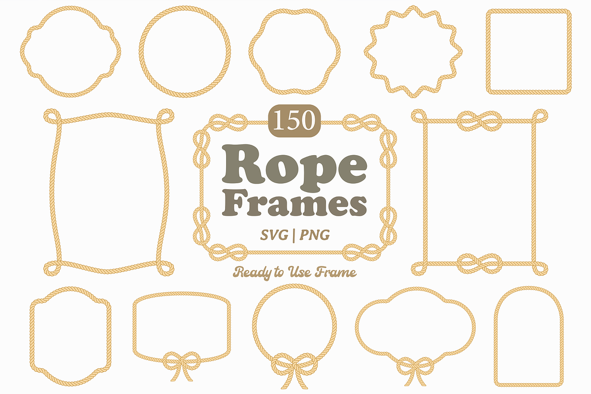 Rope Frame Label SVG PNG Bundle, a Decorative Illustration by Kusumaillustration (Photo 1 of 15)