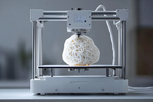 3D printer creating abstract white s, a Food & Drink Photo by Photostock