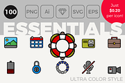 100 Essential Icons - Ultra Color, an Outline Icon by Designerbundle (Thumbnail 1 of 3)