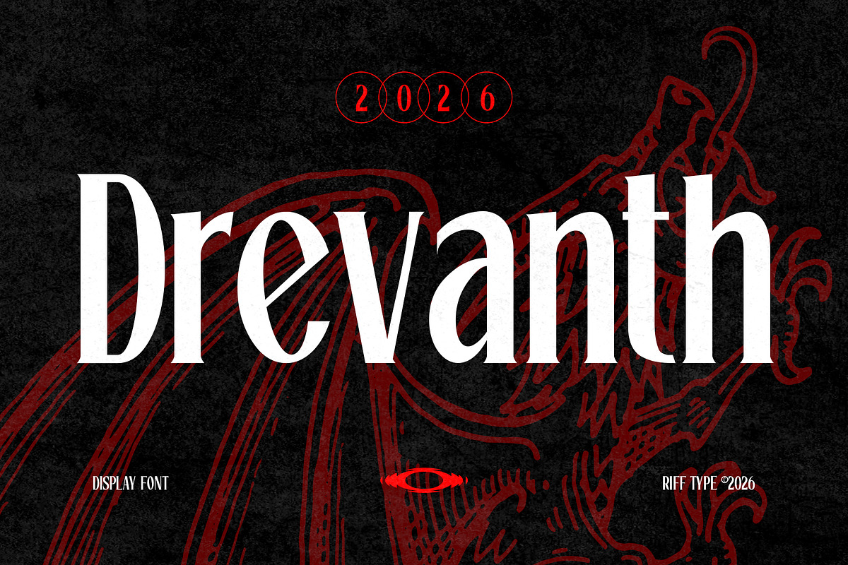 Drevanth - Darkwave Gothic Font, a Font by riff.type (Photo 1 of 10)