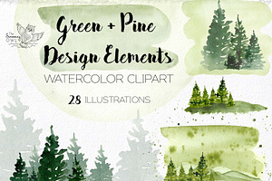 Green Pine Design Elements