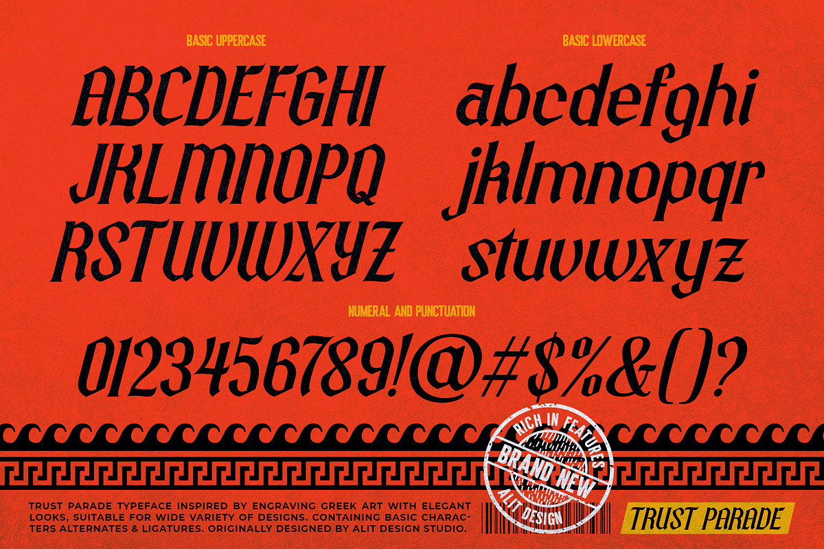 Trust Parade Typeface, a Blackletter Font by alit design (Photo 5 of 17)