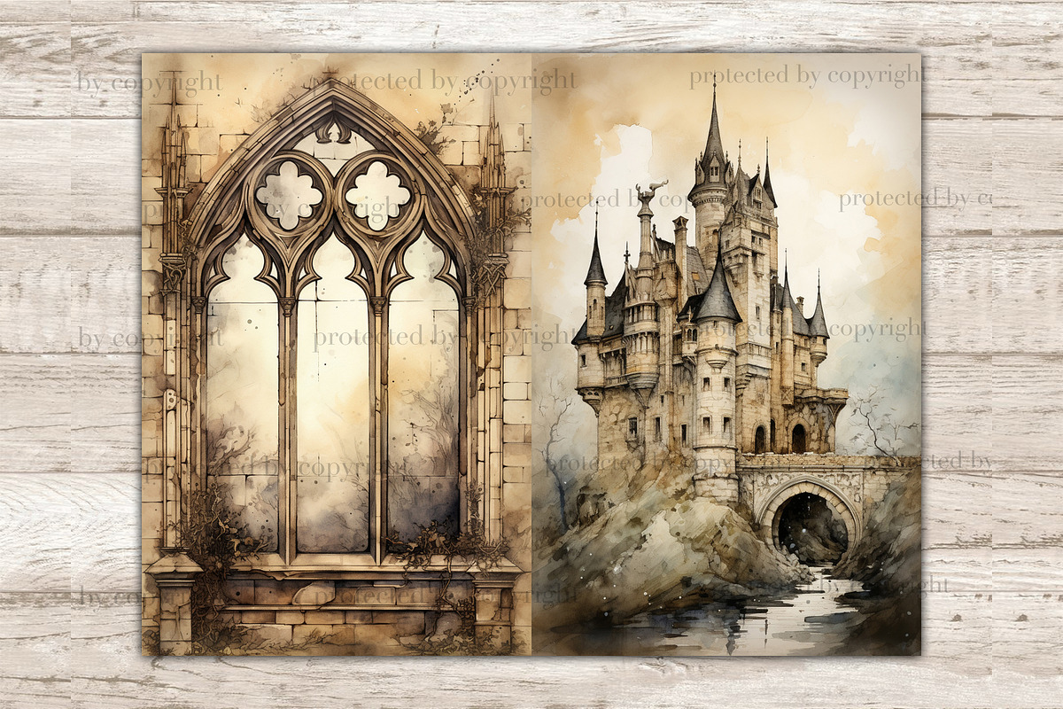 Gothic City Junk Journal Pages, a Seasonal Illustration by GlamArtZhanna (Photo 3 of 10)