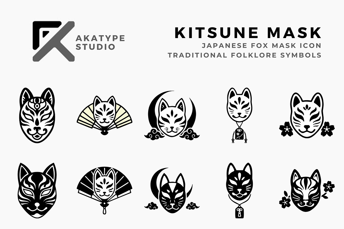 Traditional Kitsune Mask, a Solid Icon by Akatype Studio (Photo 1 of 3)