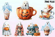 Watercolor Halloween Ghost Coffee, a Graphic by CitraGraphics (Thumbnail 2 of 4)