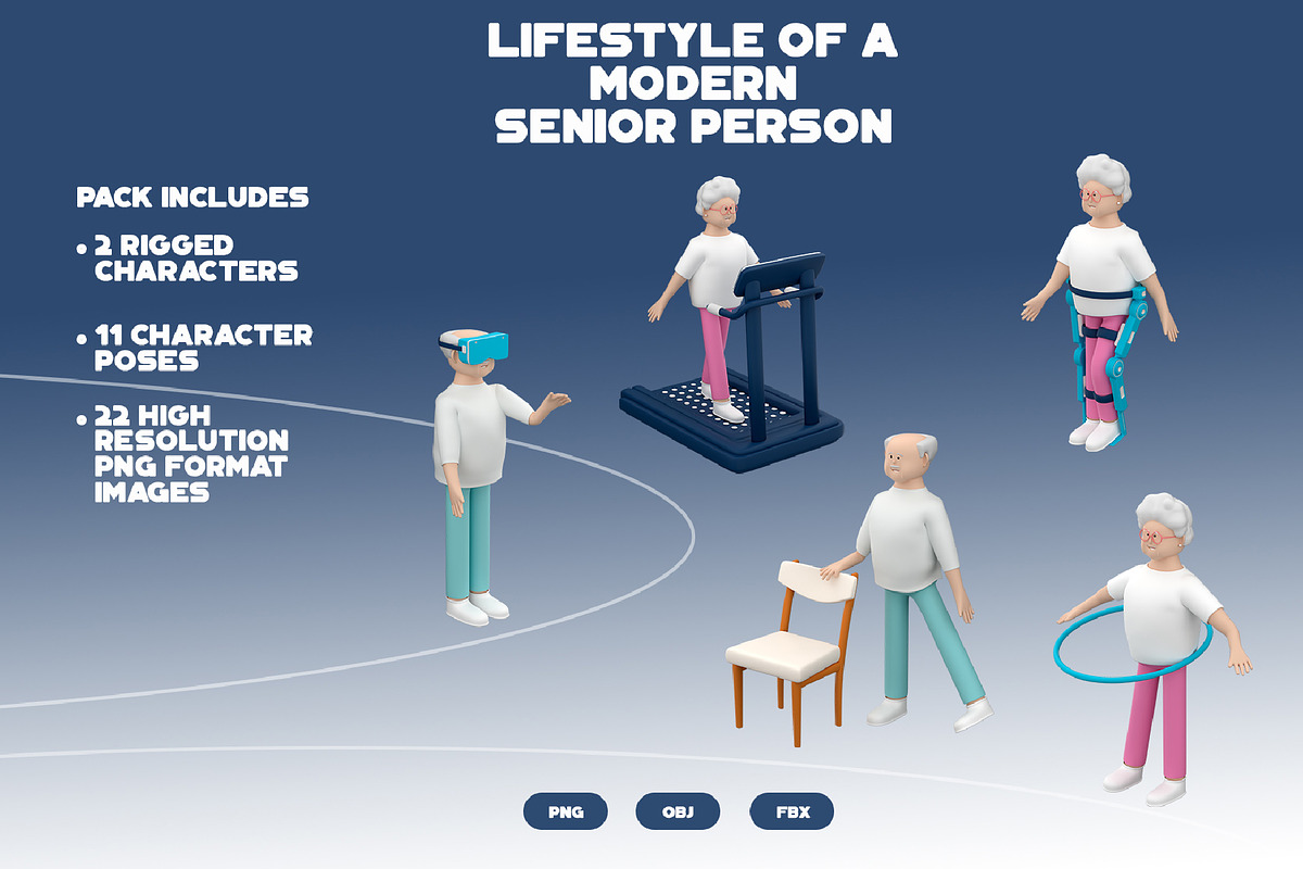 Lifestyle Of A Modern Elderly People, a Characters & Person 3D Model by Artem Varnitsin (Photo 1 of 3)