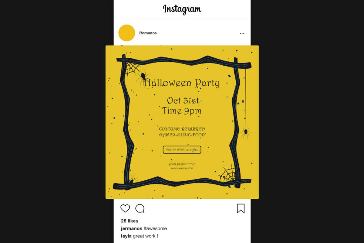 Halloween Party Invitation Post, a Social Media Template by FaraHelal (Photo 3 of 4)