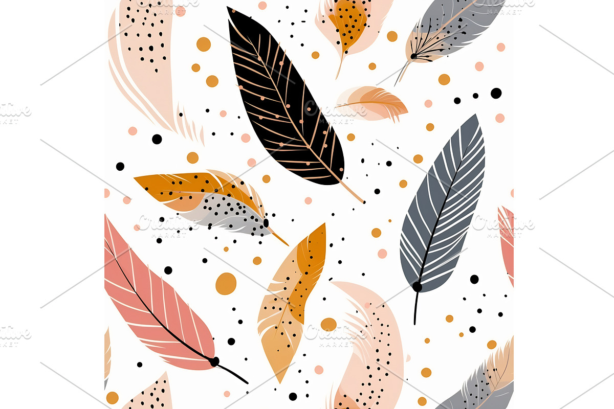 Minimalist Feather Print with Polka, a Decorative Illustration by Beautiful things
