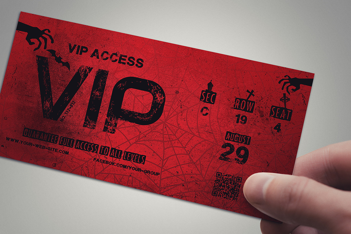 Halloween VIP PASS card, a Card Template by Tzochko (Photo 2 of 5)