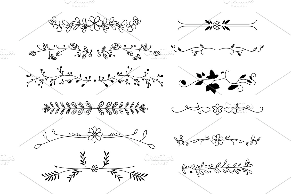 Decorative vintage dividers. Floral, an Illustration by YummyBuum