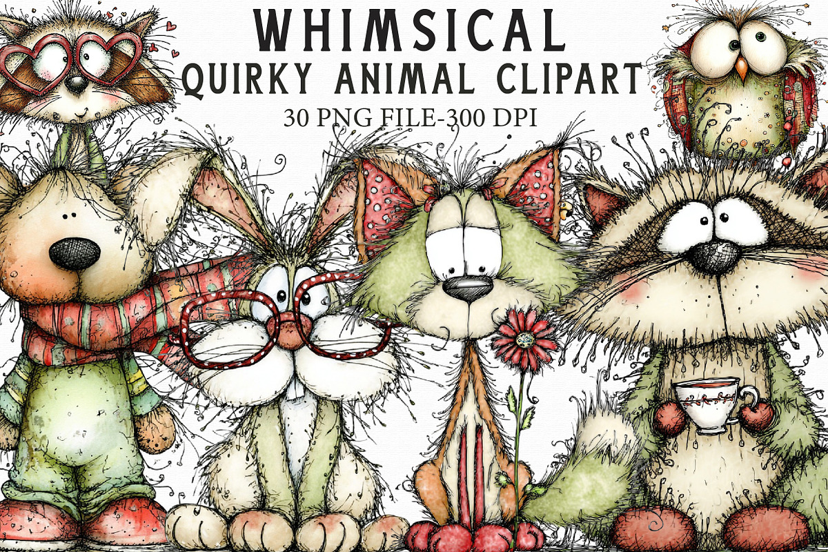 Whimsical Quirky Animal Clipart, an Illustration by Libby Wishes (Photo 1 of 6)